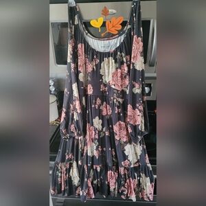 Torrid Black and Pink Floral Blouse